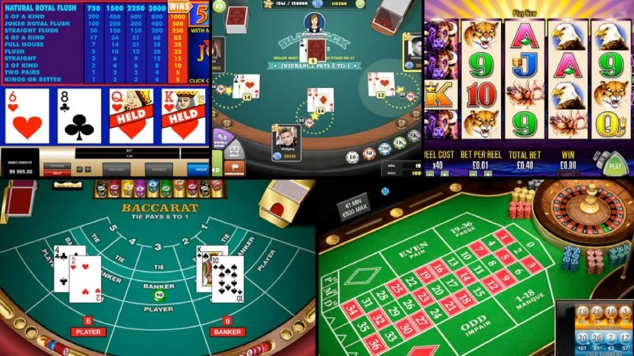 Meja permainan kasino digital dengan area kartu dan informasi sesi