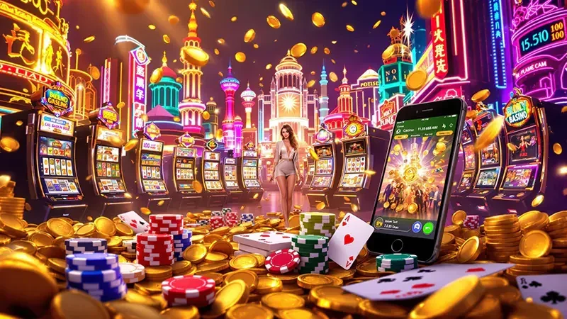 Permainan slot pada layar lebar dengan reel dan kontrol yang terlihat jelas